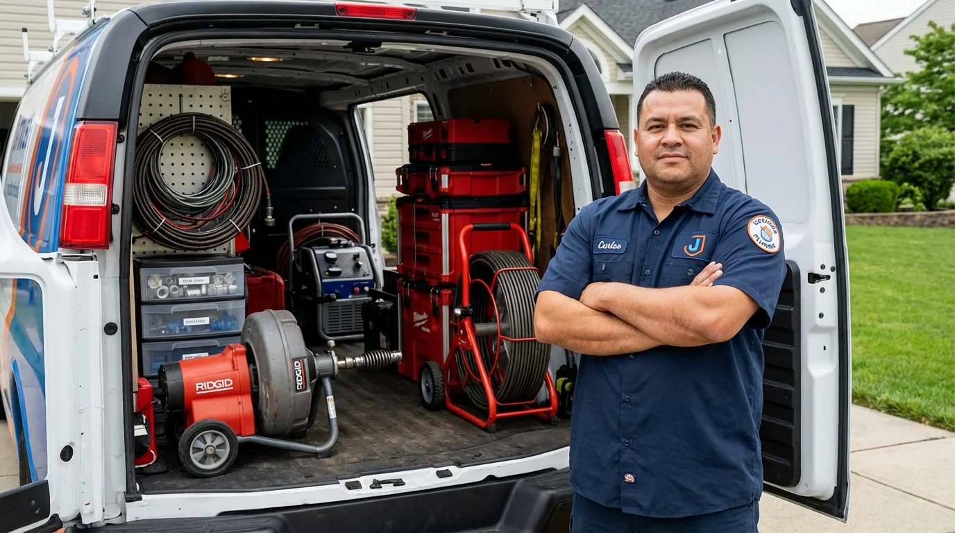 Professional drain cleaning equipment and Johns Plumbing LLC plumber in Cashton